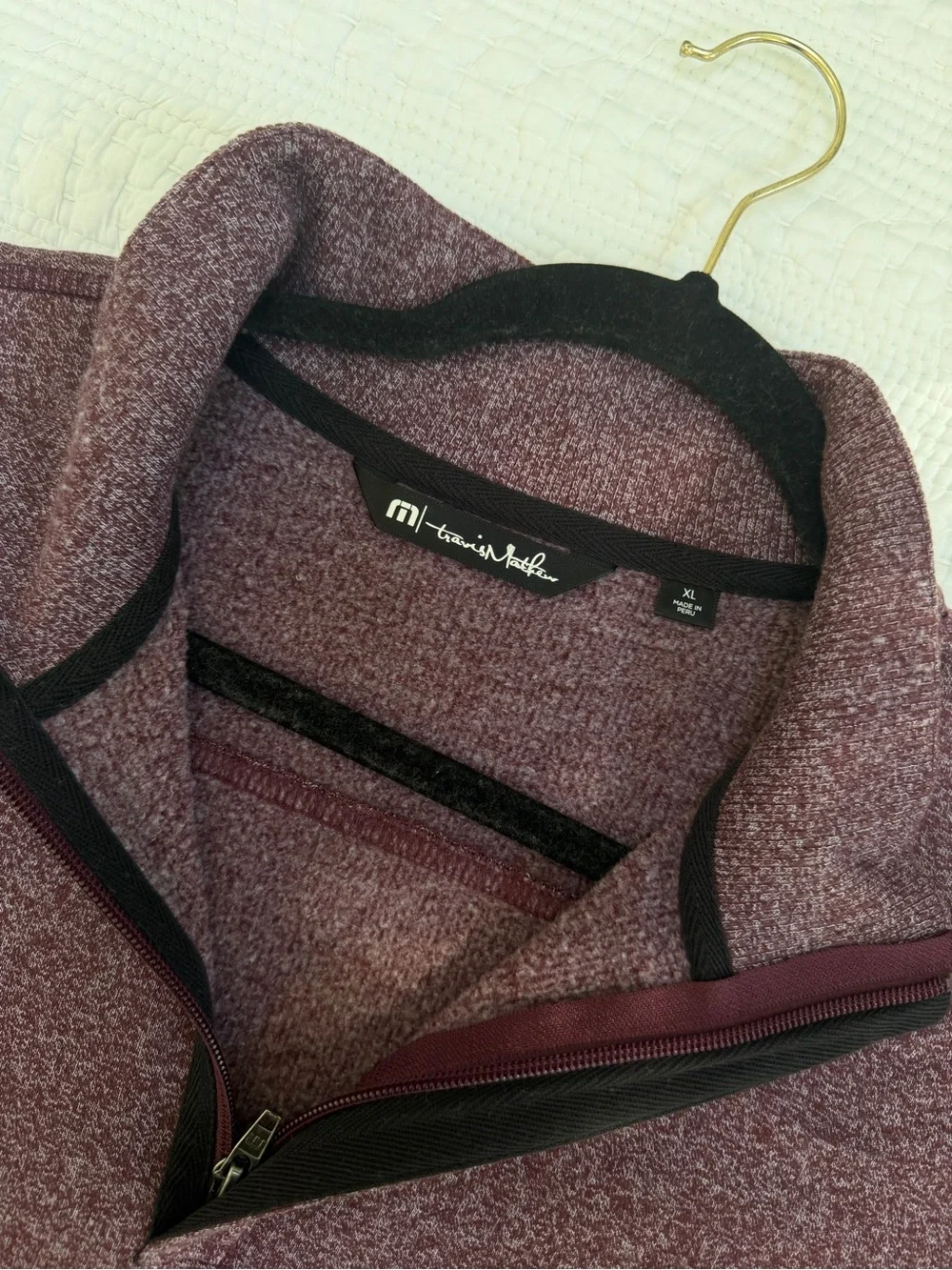 Travis Mathew Men's Heathered Maroon Quarter-Zip Pullover